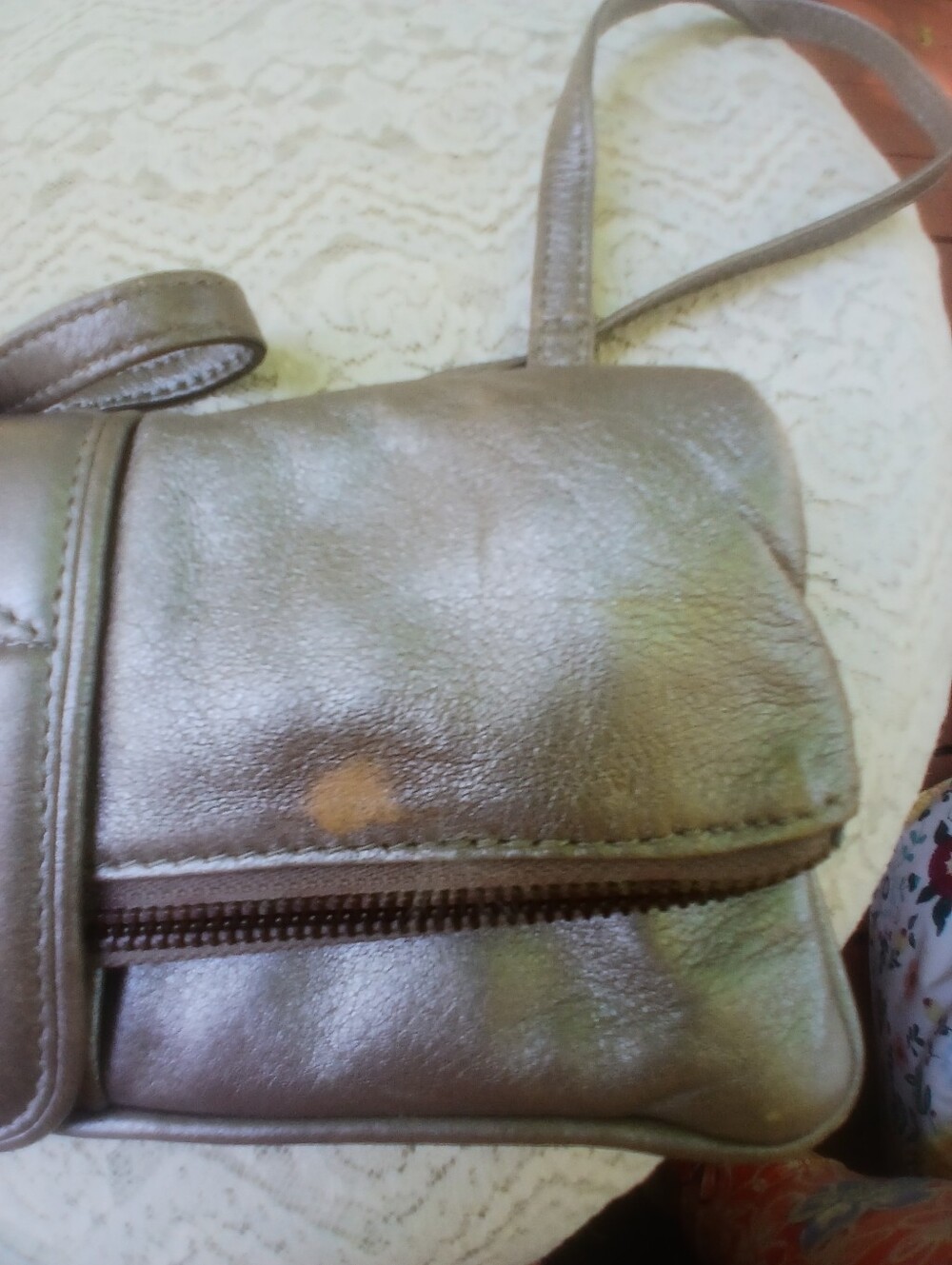 Latico Genuine Leather Metallic Taupe Crossbody Clutch Bag - Picture 7 of 11